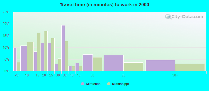 Travel time (in minutes) to work