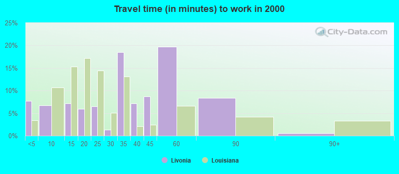 Travel time (in minutes) to work