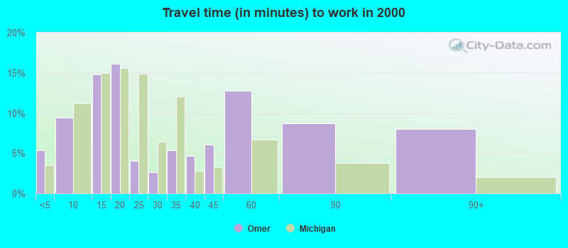 Travel time (in minutes) to work