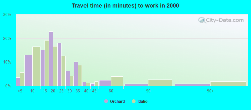 Travel time (in minutes) to work