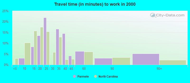 Travel time (in minutes) to work