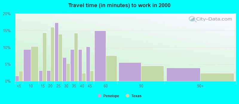 Travel time (in minutes) to work