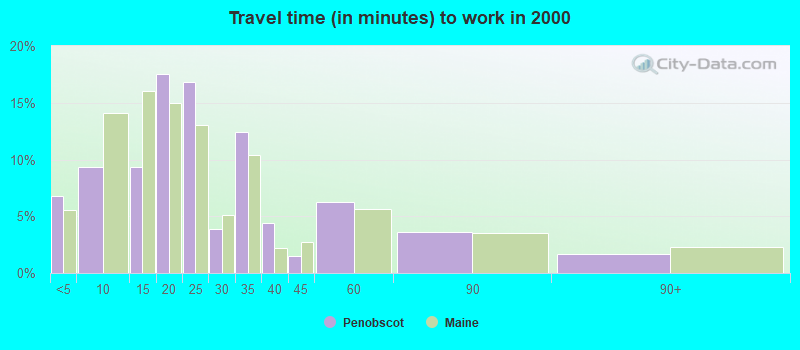 Travel time (in minutes) to work