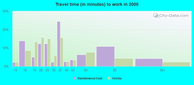 Travel time (in minutes) to work