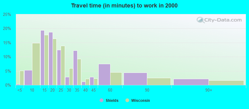 Travel time (in minutes) to work