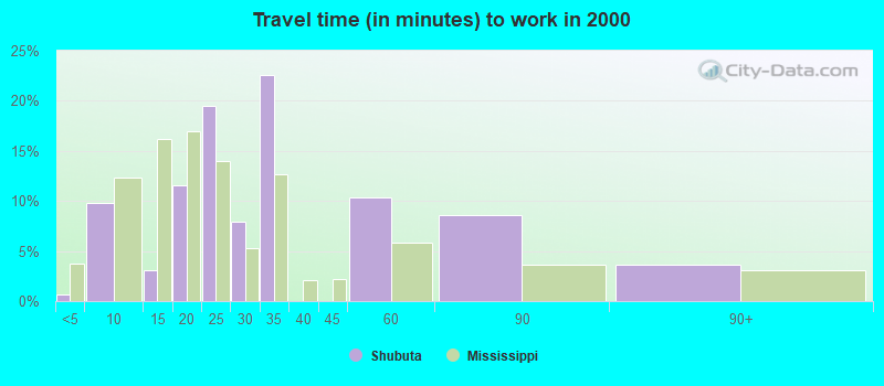 Travel time (in minutes) to work