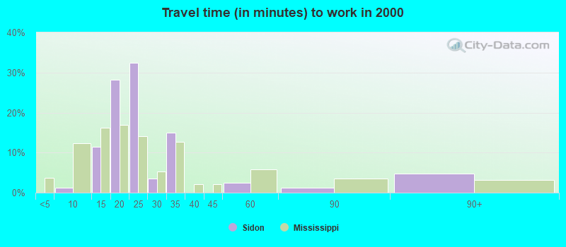 Travel time (in minutes) to work