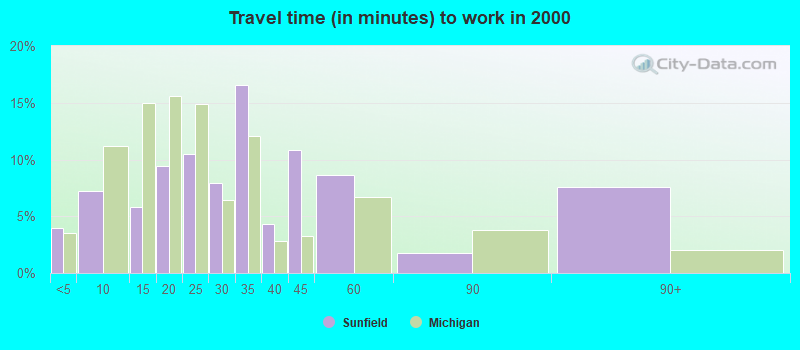 Travel time (in minutes) to work