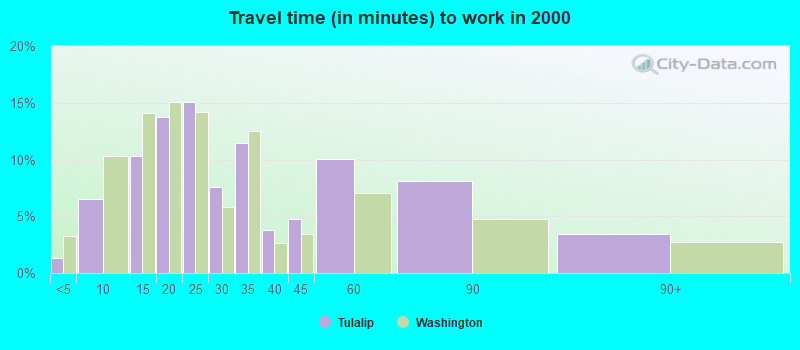 Travel time (in minutes) to work