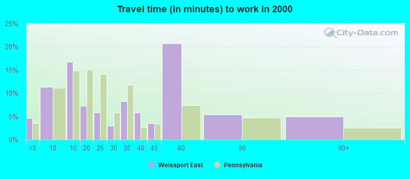 Travel time (in minutes) to work