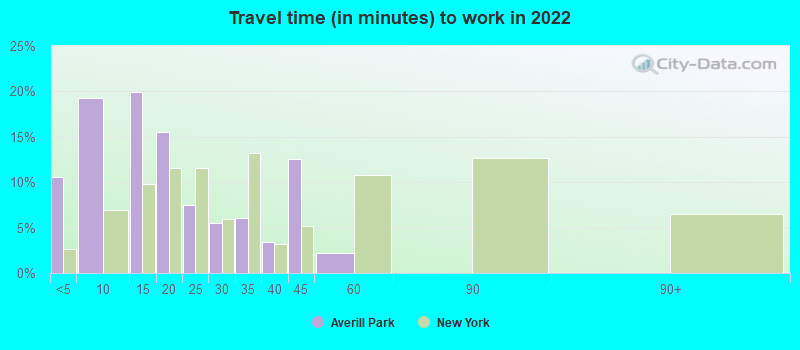 Travel time (in minutes) to work in 2022