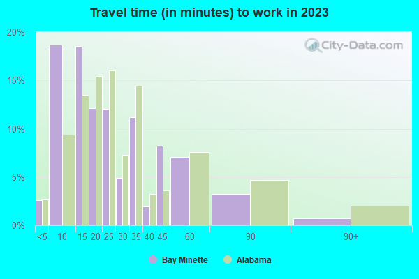 Travel time (in minutes) to work in 2019