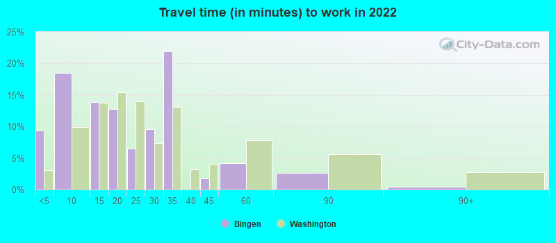 Travel time (in minutes) to work in 2022