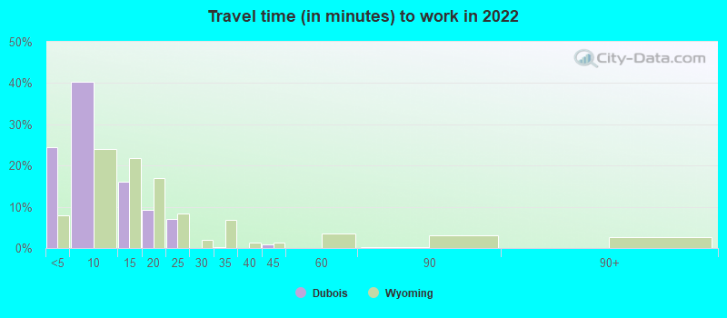 Travel time (in minutes) to work in 2022