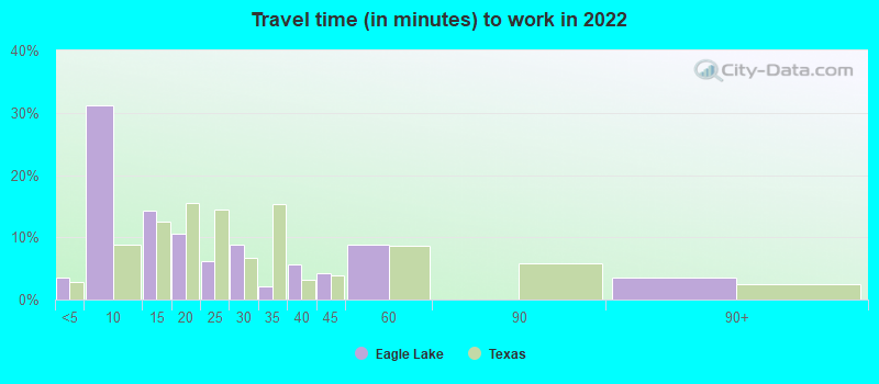 Travel time (in minutes) to work in 2022