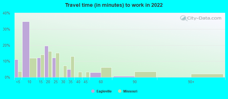 Travel time (in minutes) to work in 2022