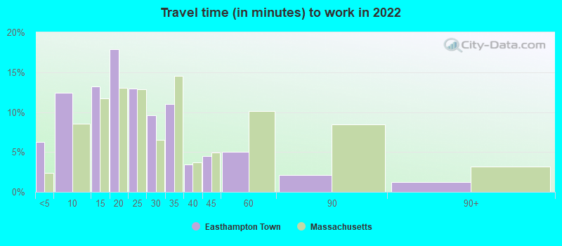 Travel time (in minutes) to work in 2022