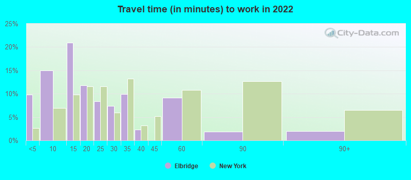 Travel time (in minutes) to work in 2022