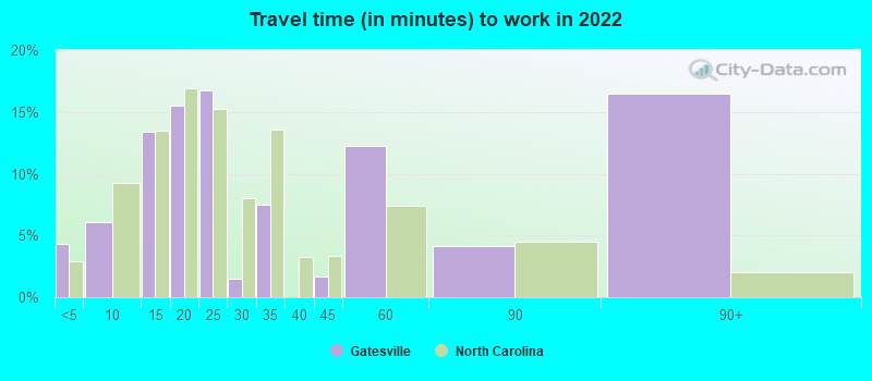 Travel time (in minutes) to work in 2022