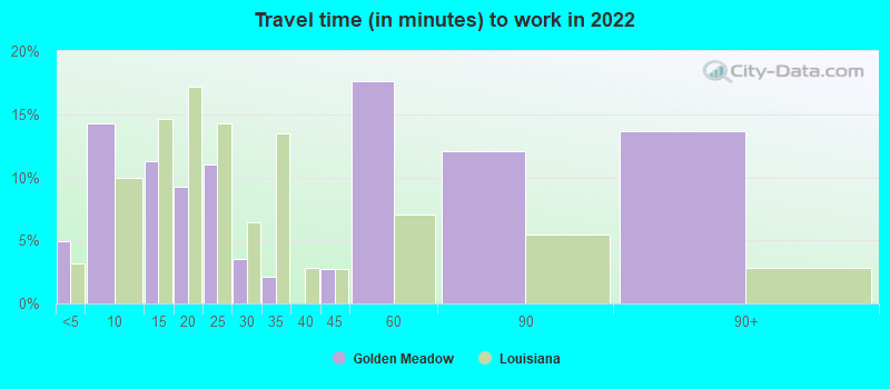 Travel time (in minutes) to work in 2022