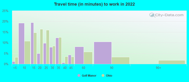 Travel time (in minutes) to work in 2022