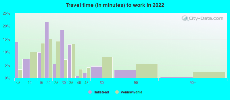 Travel time (in minutes) to work in 2022