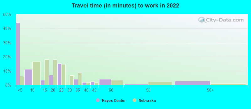 Travel time (in minutes) to work in 2022