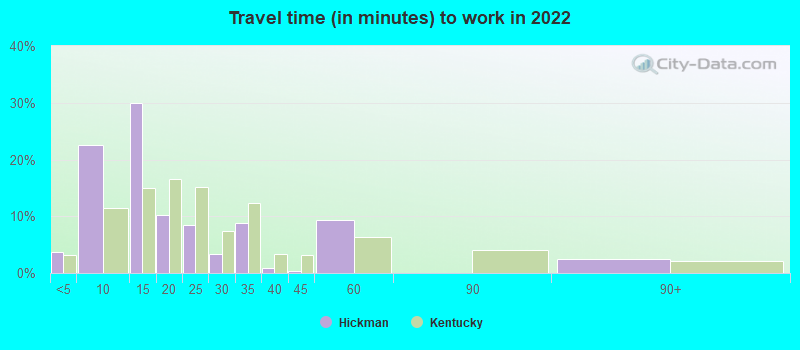 Travel time (in minutes) to work in 2022