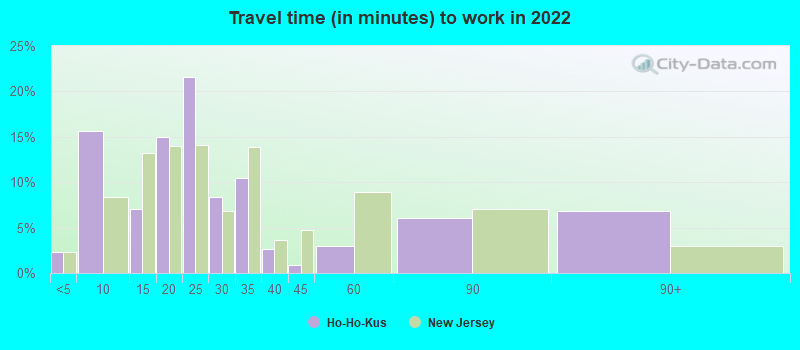 Travel time (in minutes) to work in 2022