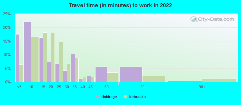 Travel time (in minutes) to work in 2022