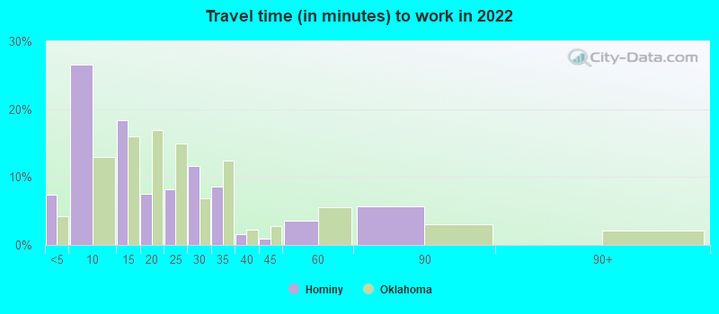 Travel time (in minutes) to work in 2022