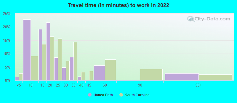 Travel time (in minutes) to work in 2022