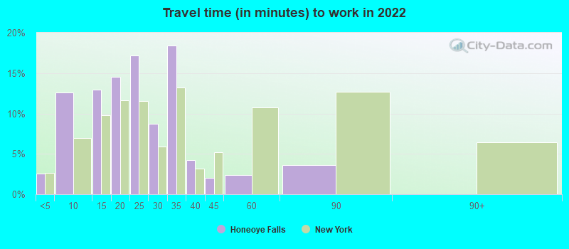 Travel time (in minutes) to work in 2022