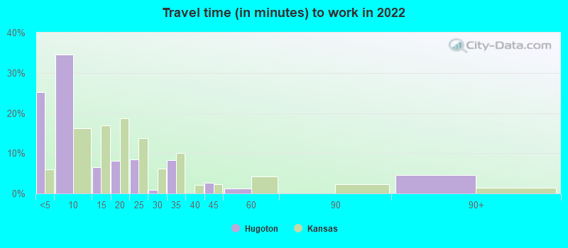 Travel time (in minutes) to work in 2022