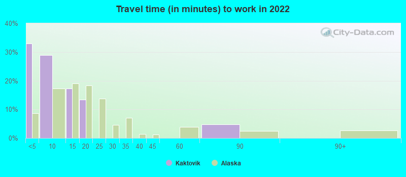 Travel time (in minutes) to work in 2022