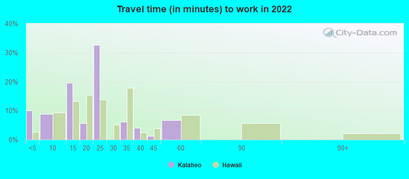 Travel time (in minutes) to work in 2022