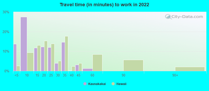 Travel time (in minutes) to work in 2022