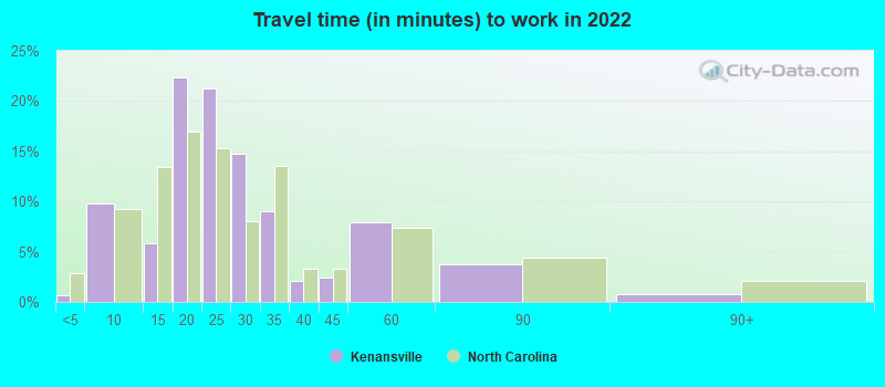 Travel time (in minutes) to work in 2022