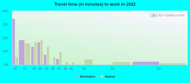 Travel time (in minutes) to work in 2022