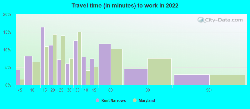 Travel time (in minutes) to work in 2022