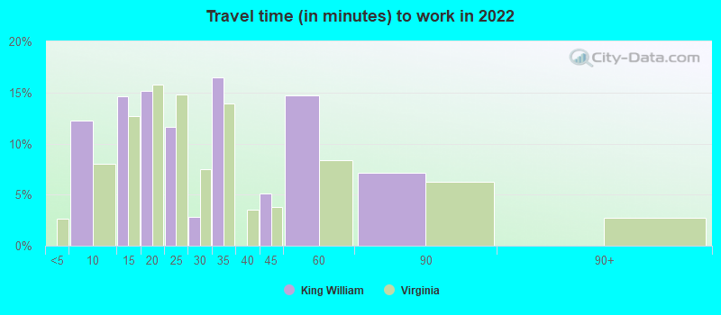 Travel time (in minutes) to work in 2022