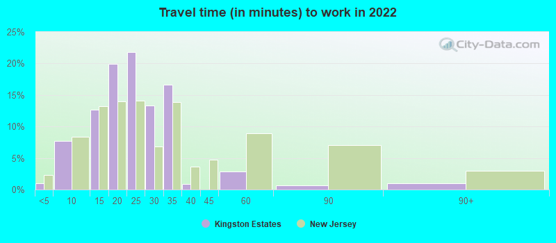 Travel time (in minutes) to work in 2022