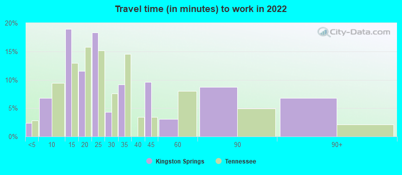 Travel time (in minutes) to work in 2022