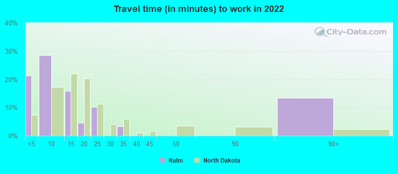 Travel time (in minutes) to work in 2022