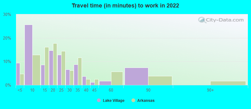 Travel time (in minutes) to work in 2022