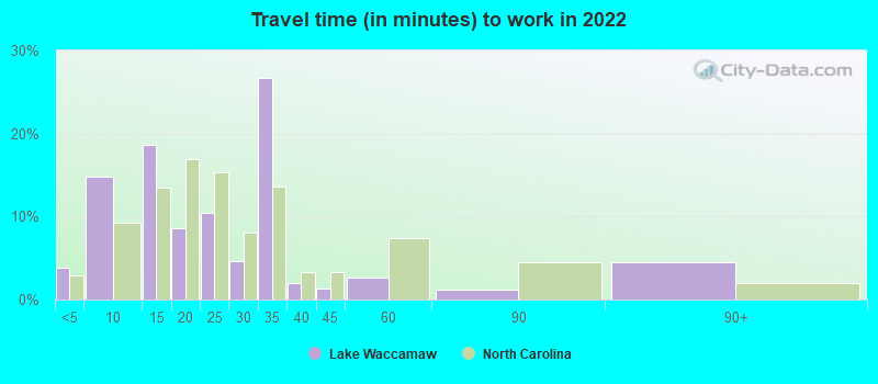 Travel time (in minutes) to work in 2022