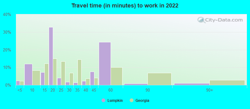 Travel time (in minutes) to work in 2022