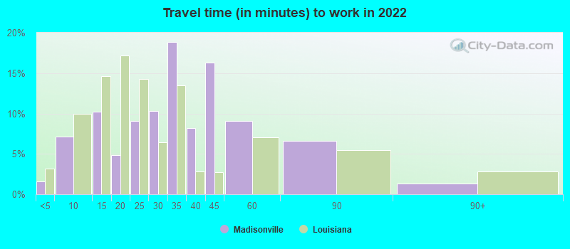 Travel time (in minutes) to work in 2022