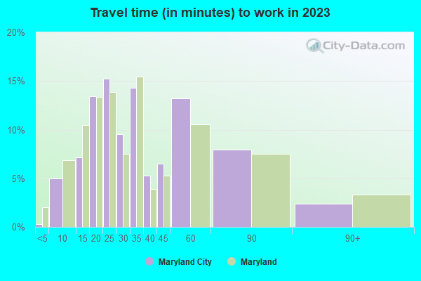 Travel time (in minutes) to work in 2019