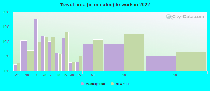 Travel time (in minutes) to work in 2022